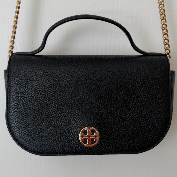 Tory Burch Limited Edition Top Handle Mini Bag Black Gold Crossbody - Picture 3 of 15